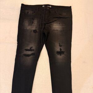 Black Distressed Slim Jeans • Crysp Denim • Size 40